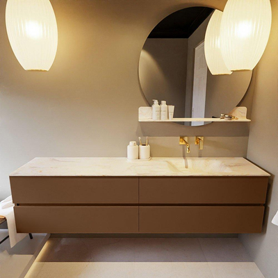 Mondiaz VICA-DLUX ensemble de meuble de salle de bain - 200cm - meuble sous-vasque repos - 4 tiroirs - lavabo encastrée cloud droite - sans trous de robinet - version haute de 60cm - ostra