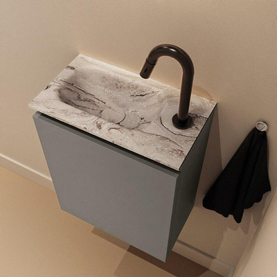 MONDIAZ TURE-DLUX Meuble de WC 40 cm Smoke. Lavabo EDEN Glace position gauche. Avec 1 trou de robinet.