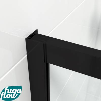 FugaFlow Efficiente Vetro Pare-baignoire - porte coulissante 2 pièces - 170x150cm - verre de sécurité 6mm - anti-calcaire - noir mat