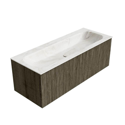 Mondiaz KURVE-DLUX Badkamermeubelset - 120x46x40cm - 1 lade - wastafel solid surface - midden - 1 kraangat - Shadow