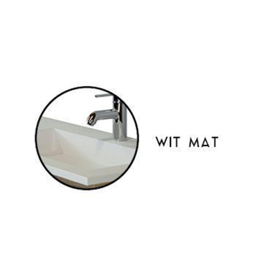 HR Badmeubelen Thin lavabo pierre de synthèse 120,5x2x45,5cm simple blanc mat 2 trous de robinet