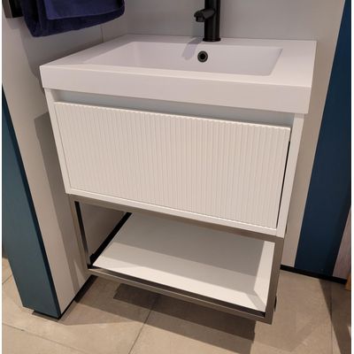 BRAUER Hope Wavy wastafelonderkast 60 1 softclose lade greeploos - 1 sifon uitsparing - mat wit showroommodel