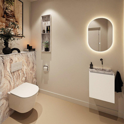 MONDIAZ TURE-DLUX 40cm toiletmeubel Talc. EDEN wastafel Glace positie rechts. Zonder kraangat.