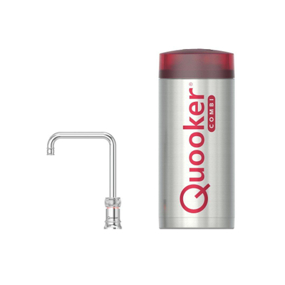 Quooker BE Classic Nordic Square mitigeur d'eau bouillante - bec pivotant - réservoir Combi+ - Eau chaude / eau bouillante - Chrome