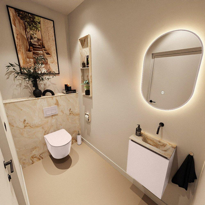 MONDIAZ TURE-DLUX 40cm toiletmeubel Rosee. EDEN wastafel Frappe positie rechts. Zonder kraangat.