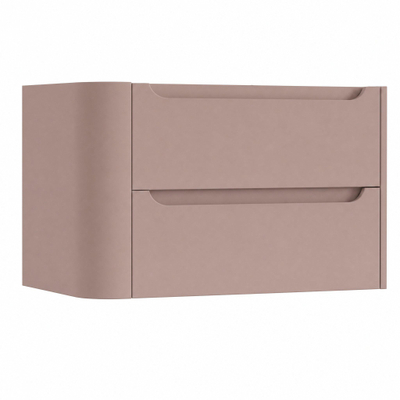 H&R Badmeubelen Juice Meuble sous lavabo - 80x45x50cm - angle gauche arrondi - 2 tiroirs - poignée intégrée - fraise