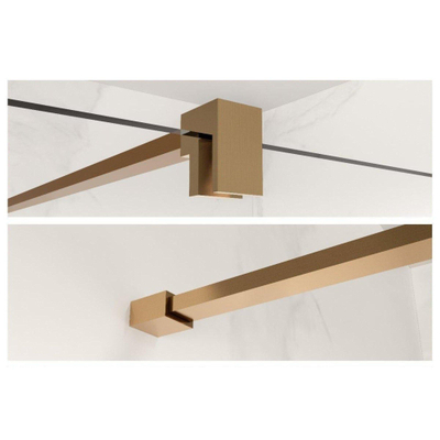 FugaFlow Eccelente Vetro douche à l'italienne salle de bain tige de stabilisation prolongée 200cm détachée incl. matériel de fixation - cuivre brossé
