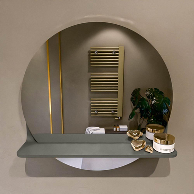 Mondiaz SPOT miroir – Ø 50 cm – avec tablette – Smoke (brun clair)