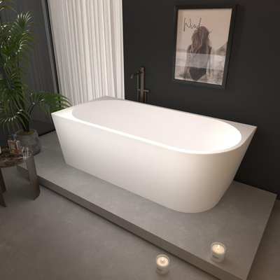 ZEZA Grand half vrijstaand hoekbad - links - 180x80x58cm - met afvoer - acryl - glans wit