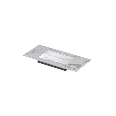 INK Post wastafel - 100x45x1cm - 1 wasbak - 1 kraangat - keramiek Statuario glans