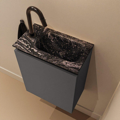 MONDIAZ TURE-DLUX Meuble de toilettes 40cm Dark Grey. Lavabo EDEN Lava position droite. Avec 1 trou de robinet.