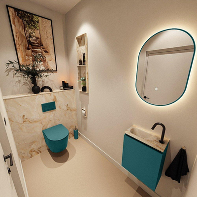 MONDIAZ TURE-DLUX Meuble toilette - 40cm - Smag - EDEN - vasque Frappe - position gauche - 1 trou de robinet
