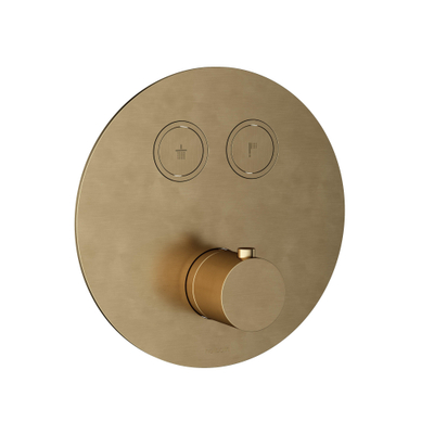 Hotbath Cobber Afbouwdeel inbouwthermostaat - met 2 pushbuttons - geborsteld messing goud
