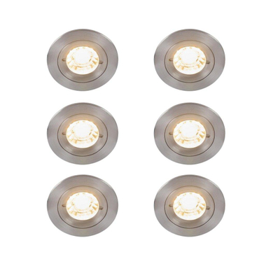 QAZQA Xena spot encastrable - set de 6 - 8x8cm - IP44 - rond - acier