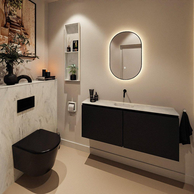 MONDIAZ TURE-DLUX meuble WC 120 cm Urban. EDEN lavabo Opalo position milieu. Sans trou de robinet.