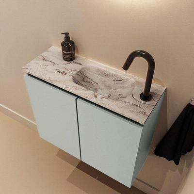 MONDIAZ TURE-DLUX 60cm toiletmeubel Greey. EDEN wastafel Glace positie rechts. Met 1 kraangat.
