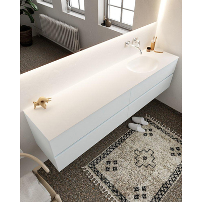 Mondiaz VICA ensemble de meuble de salle de bain - 200cm - meuble sous-vasque argile - 4 tiroirs - lavabo lune droite - sans trou de robinet version XL 60cm de haut