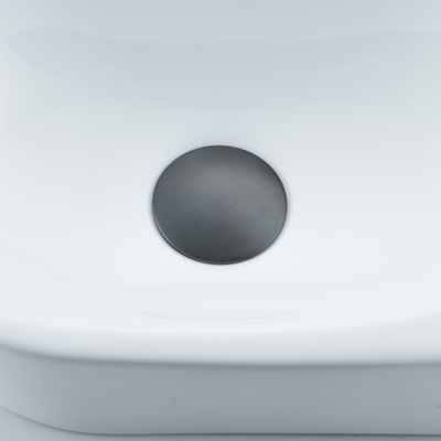 Fugaflow Efficiente Pietra Ensemble de fontaine - 40x21.5x12cm - droite - lisse - demi-rond - 1 trou de robinet - céramique - robinet de fontaine gunmetal - bonde d’évacuation - siphon déporté - blanc brillant