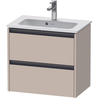 Duravit Ketho.2 Wastafelonderbouwkast - met 2 laden - 61x39x54.9cm - met grepen antraciet - taupe mat