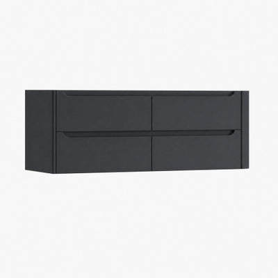 H&R Badmeubelen Juice Wastafelonderkast - 140x45x50cm - rechterhoek afgerond - 4 lades - geïntegreerde greep - Dark blue mat