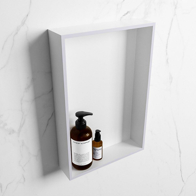 Mondiaz Easy nis 29.5x44.5x8cm voor Inbouw/opbouw 1 open vak Solid surface Talc/Cale