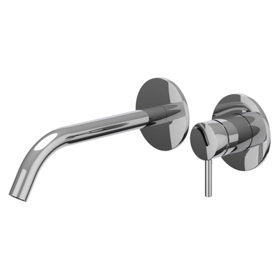 IVY Bond Partie finie - robinet mélangeur de lavabo - 2 trous - encastré - montage mural - bec courbé - coldstart - Chrome