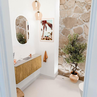 Mondiaz JOYA-DLUX 100cm toiletmeubel - kleur Oak - Wastafel FAYE positie Midden 1 kraangat kleur Glace.