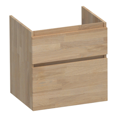 BRAUER Delight Meuble sous-lavabo - 60x46x60cm - 2 tiroirs softclose - sans poignées - 1 découpe pour siphon - chêne massif - chêne à enture en gris