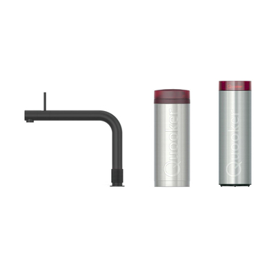 Quooker BE Front robinet d'eau bouillante - bec pivotant - PRO3 incl. réservoir Cube - Eau chaude / bouillante / gazeuse / filtrée - Noir brillant