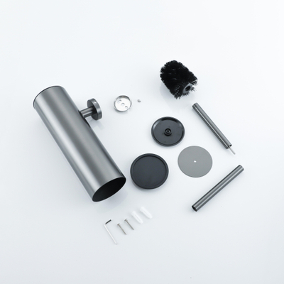 Fortifura Calvi toiletborstelhouder - gesloten model - wand - rond - PVD - geborsteld gunmetal (antraciet)