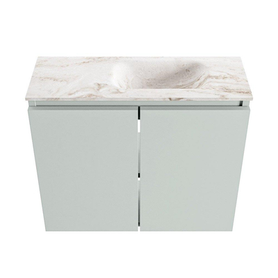 MONDIAZ TURE-DLUX Meuble de toilettes 60cm Greey. Lavabo EDEN Frappe position à droite. Sans trou de robinet.