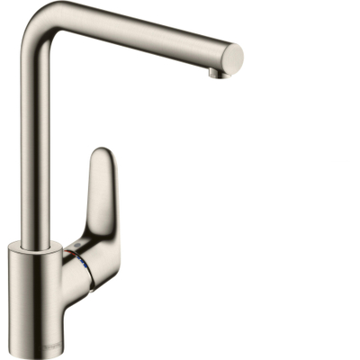 Hansgrohe Focus keukenkraan met rechte hoge uitloop RVS look