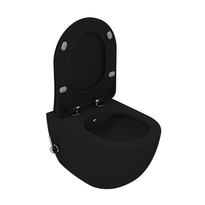 Creavit Free WC suspendu avec robinet de bidet – eau chaude & froide – sans abattant – noir charbon mat