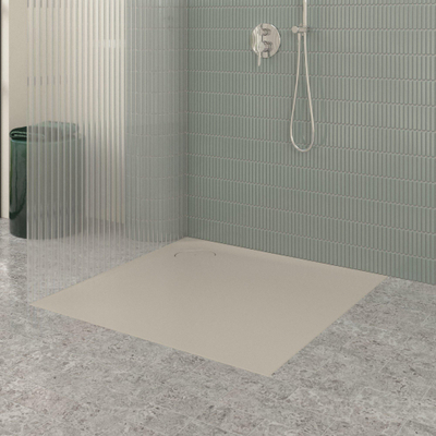 Villeroy & Boch Ecora douchebak - 100x100x3.5cm - hoekafvoer - almond (beige)