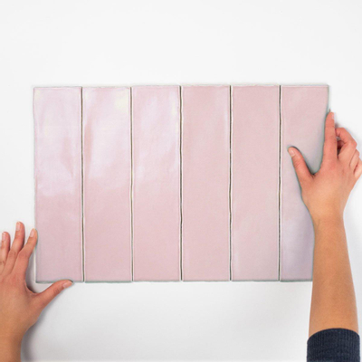 Terravito Pavero wandtegel - 7.5x30cm - 8.6mm - Rechthoek - Roze mat