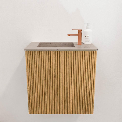 Mondiaz JOYA-DLUX Meuble de salle de bains - 40cm - couleur Oak - Vasque FAYE position Gauche 1 trou de robinet couleur Saba