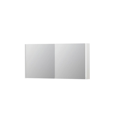 INK SPK1 Armoire de toilette - 120x14x60cm - 2 portes - miroir double face - interrupteur et prise - MDF laqué blanc brillant