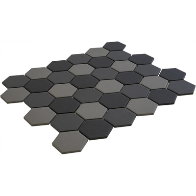 La Mosaic Factory London carreau mosaïque - 28,2x32,1cm - carrelage mural et de sol - Hexagone/Hexagone - Porcelaine Gris Foncé mix Mat