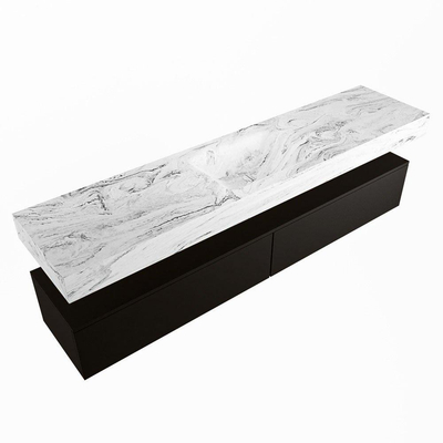 Mondiaz ALAN-DLUX Ensemble de meuble - 200cm - meuble Urban mat - 2 tiroirs - Lavabo Cloud Glace suspendu - vasque Centre - 1 trou de robinet