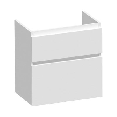Saniclass Advance Meuble sous-lavabo 59x60x38.6cm peu profond sans poignées 2 tiroirs 1 espace siphon MDF Blanc mat