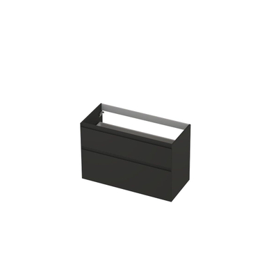 INK Wastafelonderkast - 100x45x65cm - 2 lades - greeploos - MDF lak - Antraciet mat