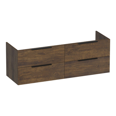 BRAUER Elevate wastafelonderkast 140 excl. opleggrepen 4 softclose lades en 2 sifon uitsparingen - Grove