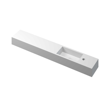 INK Nice Time Fonteinplateau - 120x20x10cm - wasbak rechts - 1 kraangat - rechthoekige kom - polystone wit mat