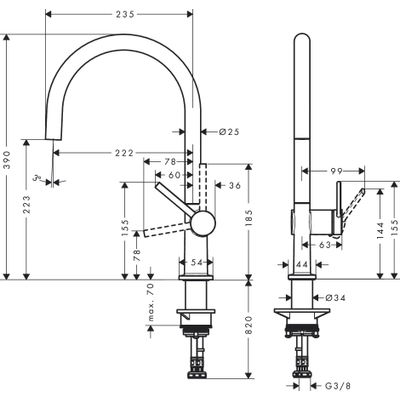 Hansgrohe Talis M54 keukenmengkraan 220 1 straalsoort RVS