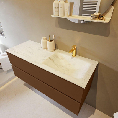 Mondiaz VICA-DLUX Ensemble de meuble de salle de bain - 120cm - meuble sous-vasque repos - 2 tiroirs - lavabo encastré cloud droite - 1 trou de robinet - version haute de 60cm - opalo