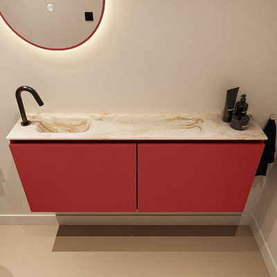 MONDIAZ TURE-DLUX Meuble de toilette 120cm Fire. EDEN lavabo Frappe position gauche. Avec 1 trou de robinet.