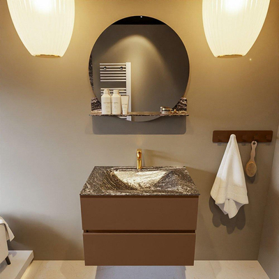 Mondiaz VICA-DLUX Ensemble de meuble de salle de bain - 70cm - meuble sous-vasque reposant - 2 tiroirs - lavabo encastrée cloud milieu - 1 trou de robinet - version haute de 60cm - lave