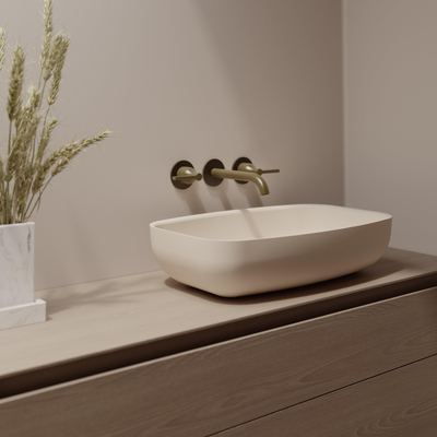 Ideavit Solidpool-55 Opbouw wastafel - 55x35x13 - solid surface - crème mat