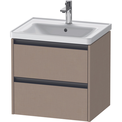 Duravit Ketho 2 Meuble sous-lavabo - 2 tiroirs - 58.4x45.5x54.9cm - poignées anthracite - lin mat
