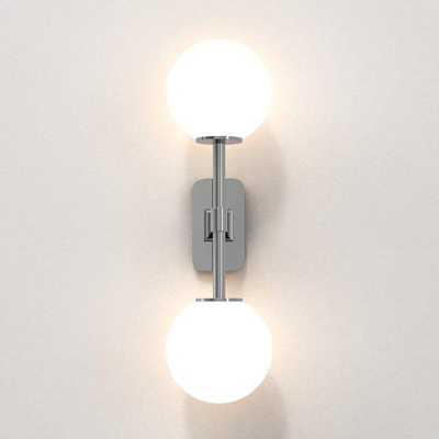 Astro Tacoma Twin Wandlamp/Plafondlamp - 230V - IP44 - bol - wit glas - chroom